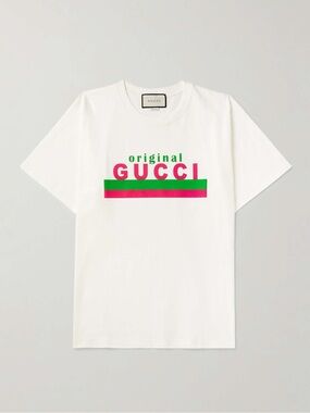 GUCCI “Original Gucci” Logo T-Shirt White Graphic Tee Size Large